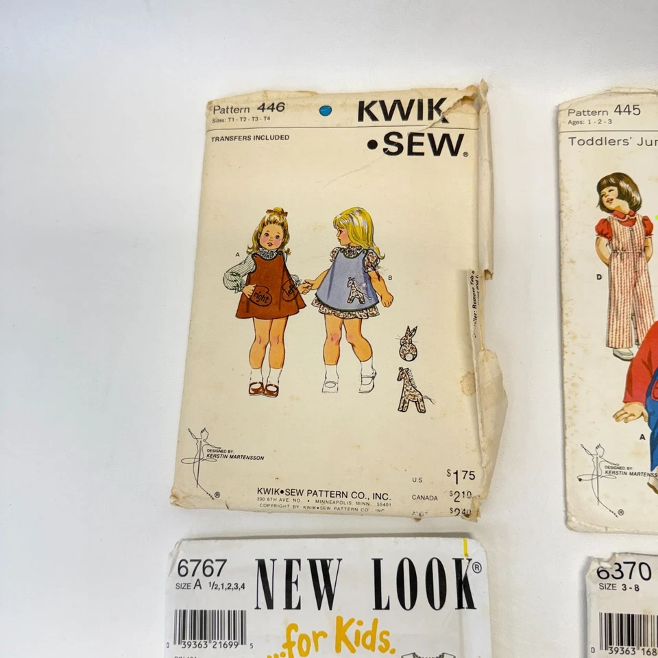 New Look and Kwik Sew Lot of 4 Sewing Patterns Children's 6370 6767 445 446 - Image 2 of 4