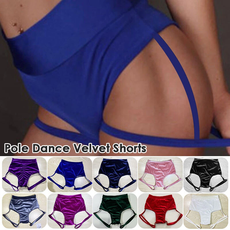 Dama Mini Pantalones Huecos Calientes Terciopelo Pantalones Cortos Polo Baile Ajustados Sexy Prendas de Baile Foto 2 de 4