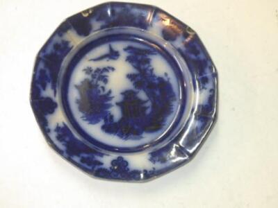ANTIQUE FLOW BLUE CHUSAN CLEMENTSON ORIENTAL STONE CHINA 9