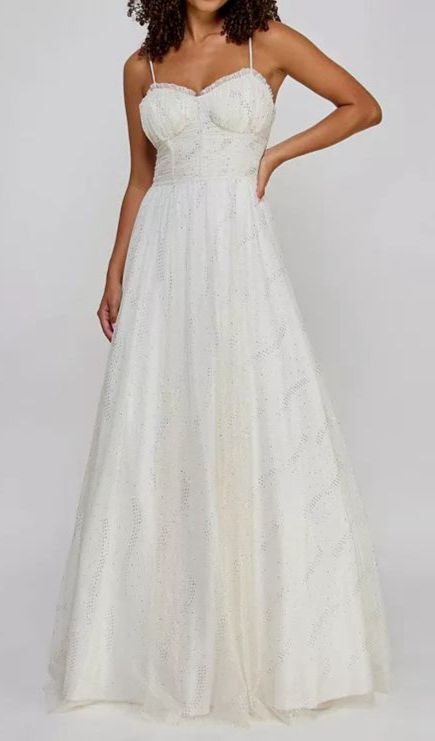 City Studios Womens Juniors White Hologram Glitter Tulle Gown Dress Size 3/4