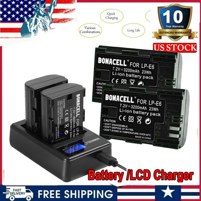 2Pcs Battery charger LP-E6 E6N USB For Canon EOS 70D 60D 80D 5D 6D 90D 3347B001
