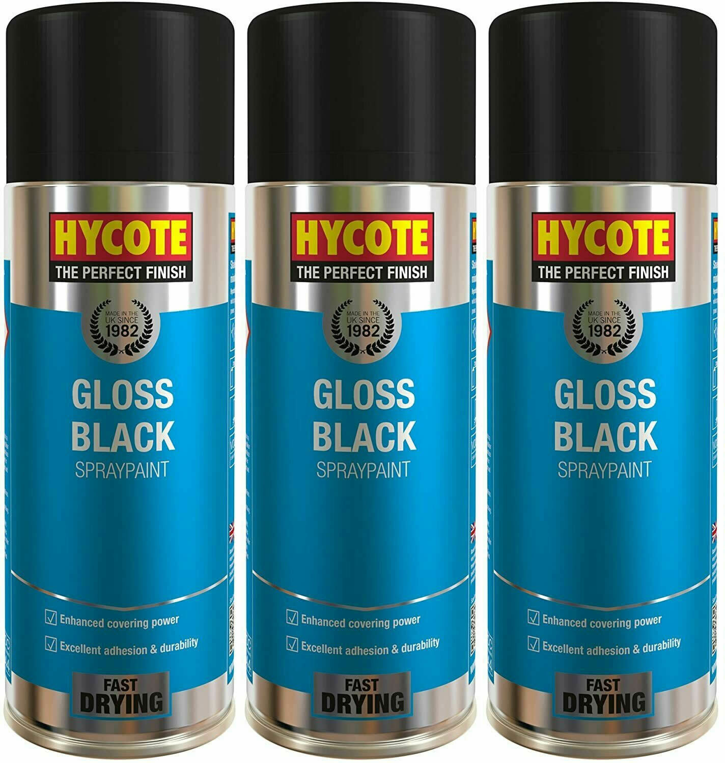 3 X HYCOTE AEROSOL GLOSS BLACK SPRAY PAINT AUTO CAR MULTIPURPOSE 400ML eBay