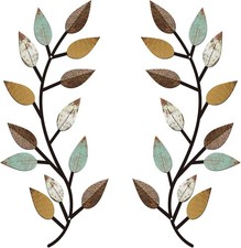 2 Pieces Metal Tree Leaf Wall Decor Vine Olive Branch Leaf Wall Art Wrought Iron