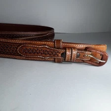 Vogt Ranger Belt Fully Hand Tooled Buckle Top Grain Steer Hide Brown 42