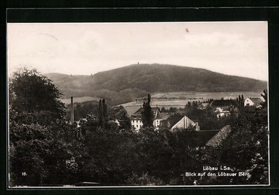 Ansichtskarte Löbau i. S., Ortschaft vor Löbauer Berg Kulisse 