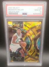 Brandon Miller 2023 Select Premier Level GOLD FLASH /10 PSA 10 (POP 2) Hornets 