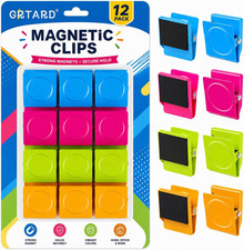 Grtard 12 Pack Colorful Magnetic Clips, Strong Fridge Magnets Clips Heavy Duty,
