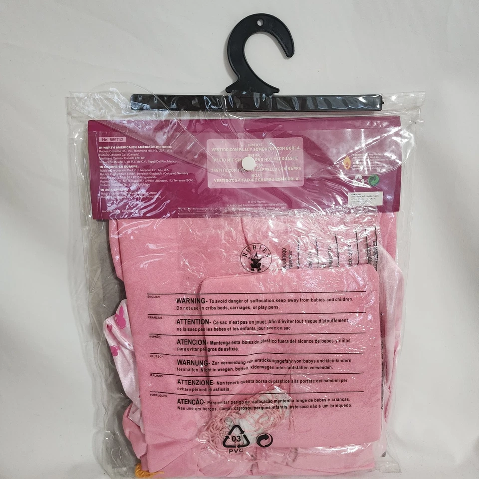 Fantasia de Halloween Playboy Y2K sexy graduada feminina GRANDE 10-14 vestido boné rosa - Imagem 2 de 3