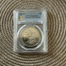 1889 Morgan Silver Dollar $1 Coin PCGS Genuine Cleaned-UNC Detail San Francisco