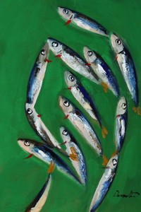 pesce elegante arte moderna dipinto ad olio UCRAINA DEMENKO NATALIA 8X12