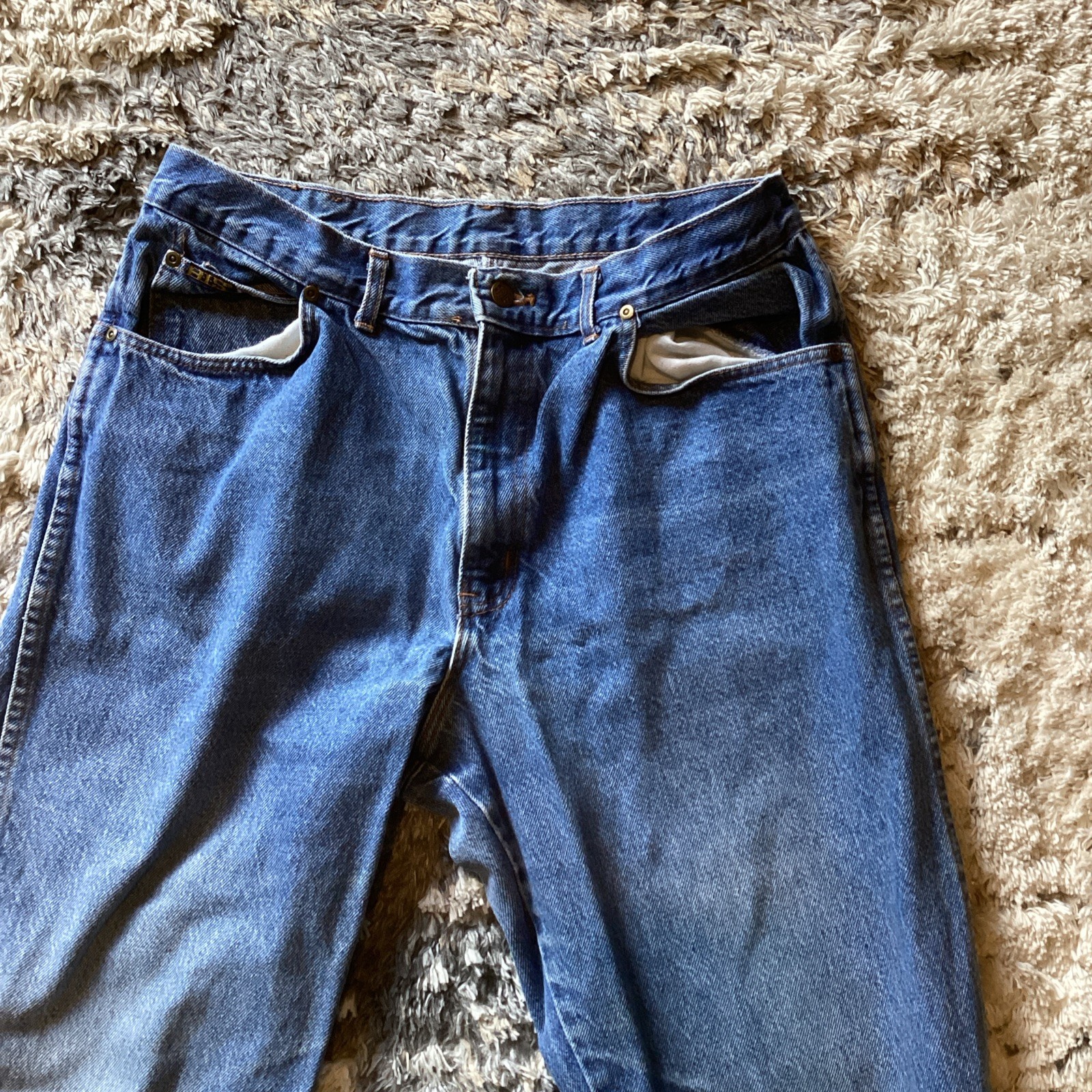 H.I.S. HIS Jeans Mens Straight Mid Wash 33 X 32