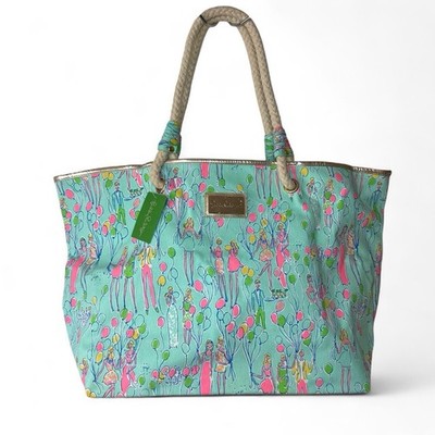 NWT LILLY PULITZER SAND BAR BLUE ''POP'' BEACH BAG TOTE SHORELINE HTF #summer