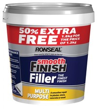 Ronseal Multi Purpose White Filler Smooth Finish Walls Ceilings Skirting 1.8kg