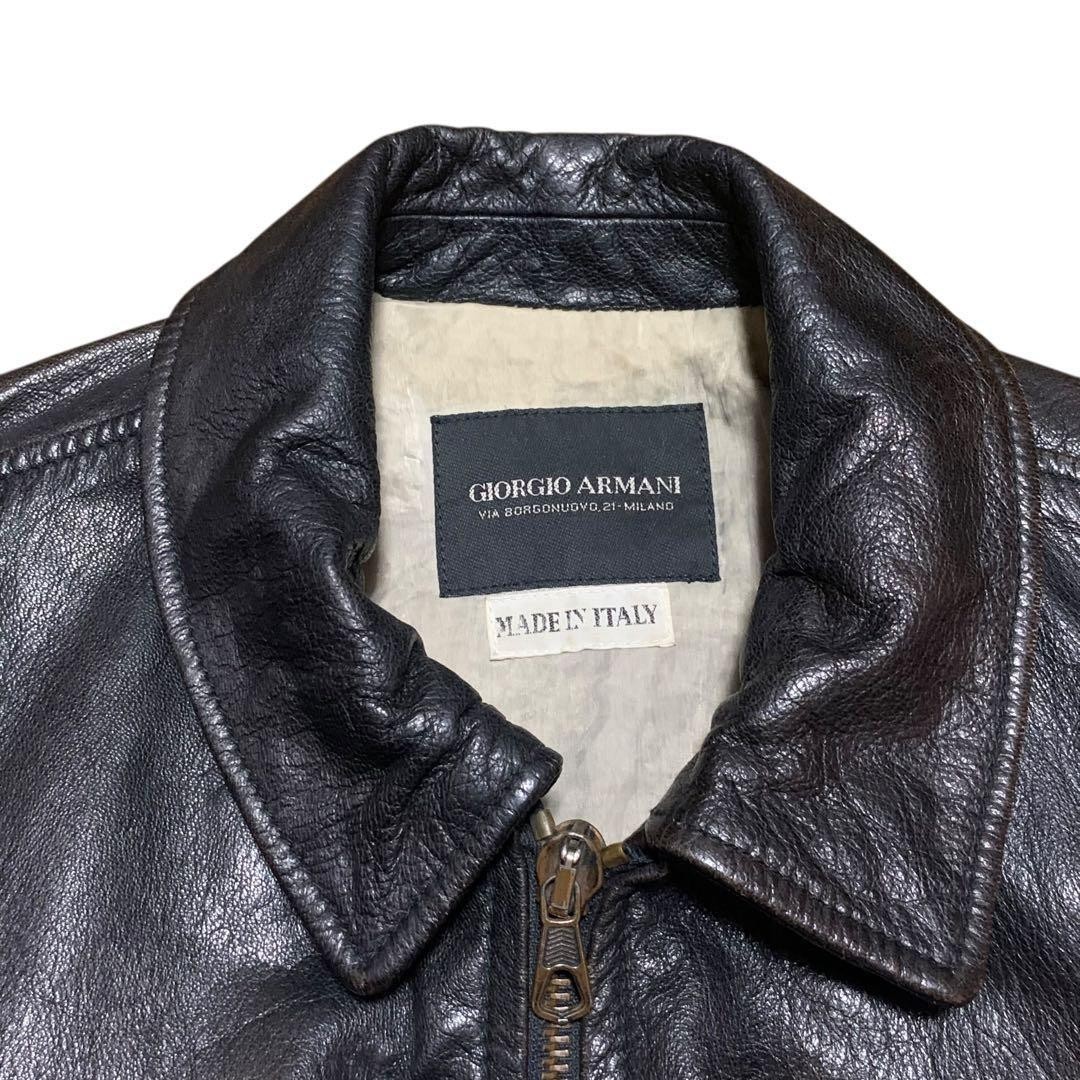 Giorgio Armani Horsehide Flight Jacket A-2 Style 90s Vintage Italy Authentic image 9