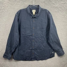 LL Bean Shirt Mens XL Navy Blue Bean Flex Twill Button Up Traditional Fit
