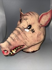 Pig Mask Scary Halloween Costume Latex Animal Head Mask Adult Size