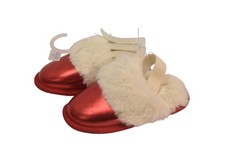 Cat  Jack Slippers Kids Size 10 Red Faux Fur Slip On Winter Cozy Lined