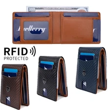 Mens RFID Blocking Leather Wallet Credit Card ID Holder Minimalist Front Pocket