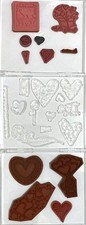 Valentines Day Hearts Rubber Stamp Lot Cling Unmounted Love Kisses