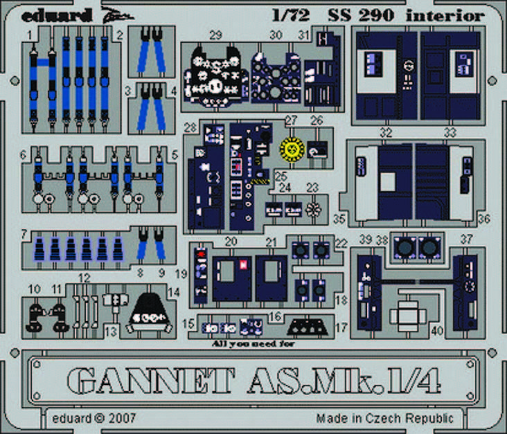 Eduard Accessories SS290 - 1:72 Gannet AS.Mk.1/4 Interior For Trumpeter Kit