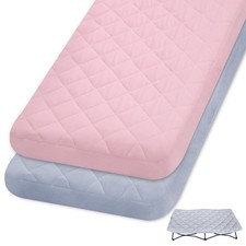 2 Pack Quilted Sheet for Regalo My Cot Portable Toddler Bed, Joovy Travel Cot...