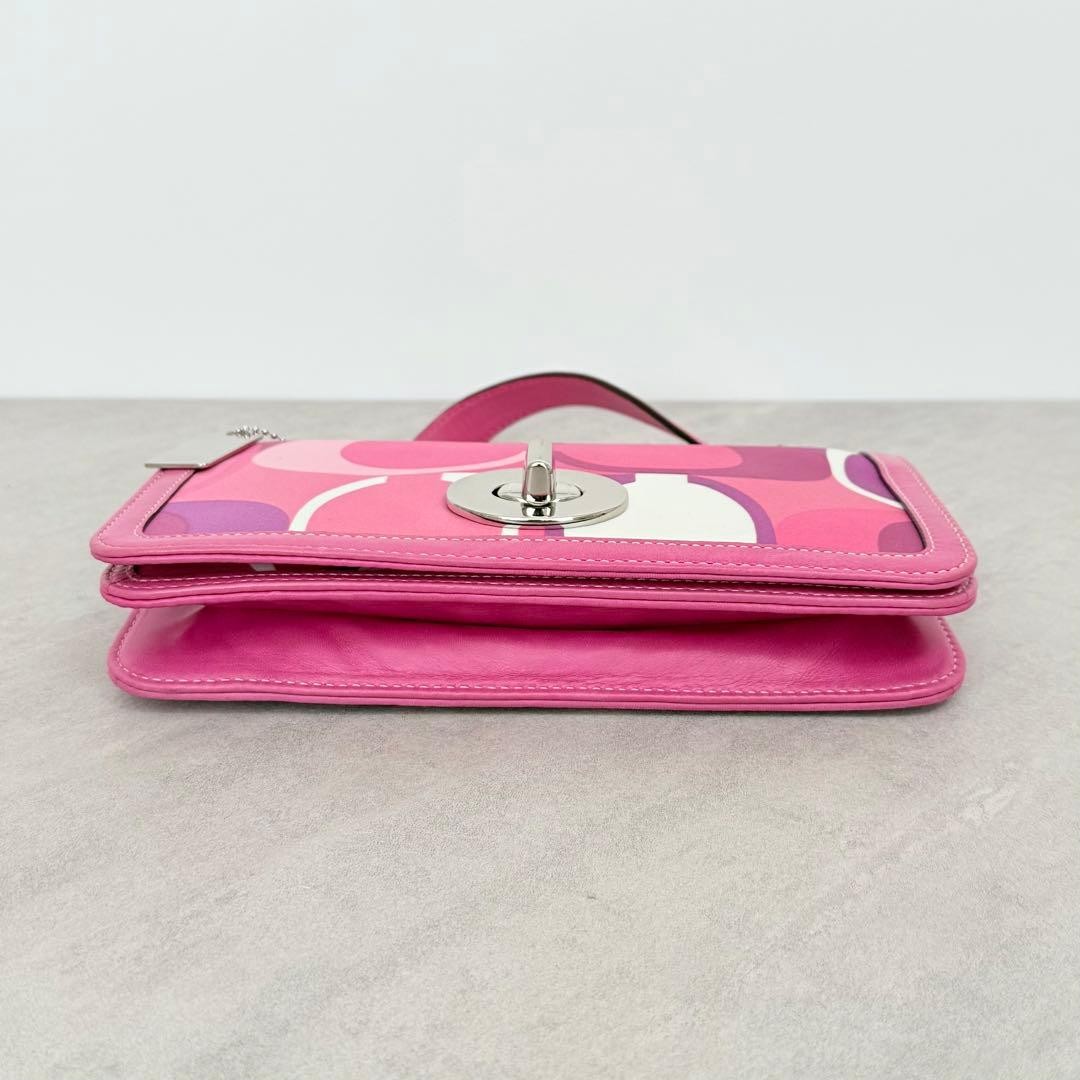 Coach Pink Optic Limited Edition Signature Bag with Charm, Y2K