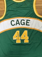 Michael Cage Signed Autographed Seattle Supersonics Champion Jersey PSA/DNA COA