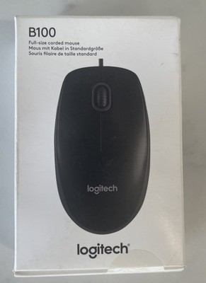 Logitech B100 kabelgebundene USB-Maus, 3 Tasten, optisches Tracking, versiegelter Karton 