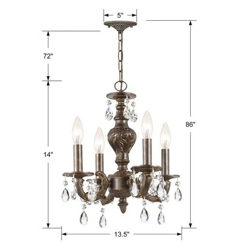 Crystorama Lighting - Sutton Collection - Four Light Mini-Chandelier-Rose - Picture 2 of 3