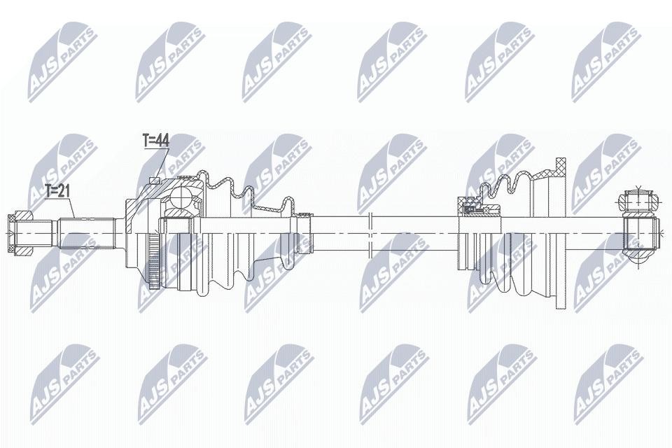 NTY NPW-RE-165 Reinforced Drive Shaft 630 mm Front Axle Left for Nissan Renault
