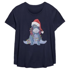 Women's Winnie the Pooh Eeyore Christmas Lights Tangle T-Shirt
