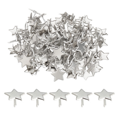 100 Pcs Brads Paper Fasteners Mini Metal Star Fastener, Silver Tone, 0.6''x0.4''