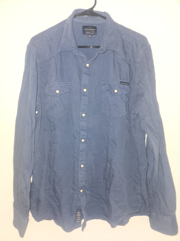 New Lucky Brand Mens Long Sleeve Butron Up Shirt - Large