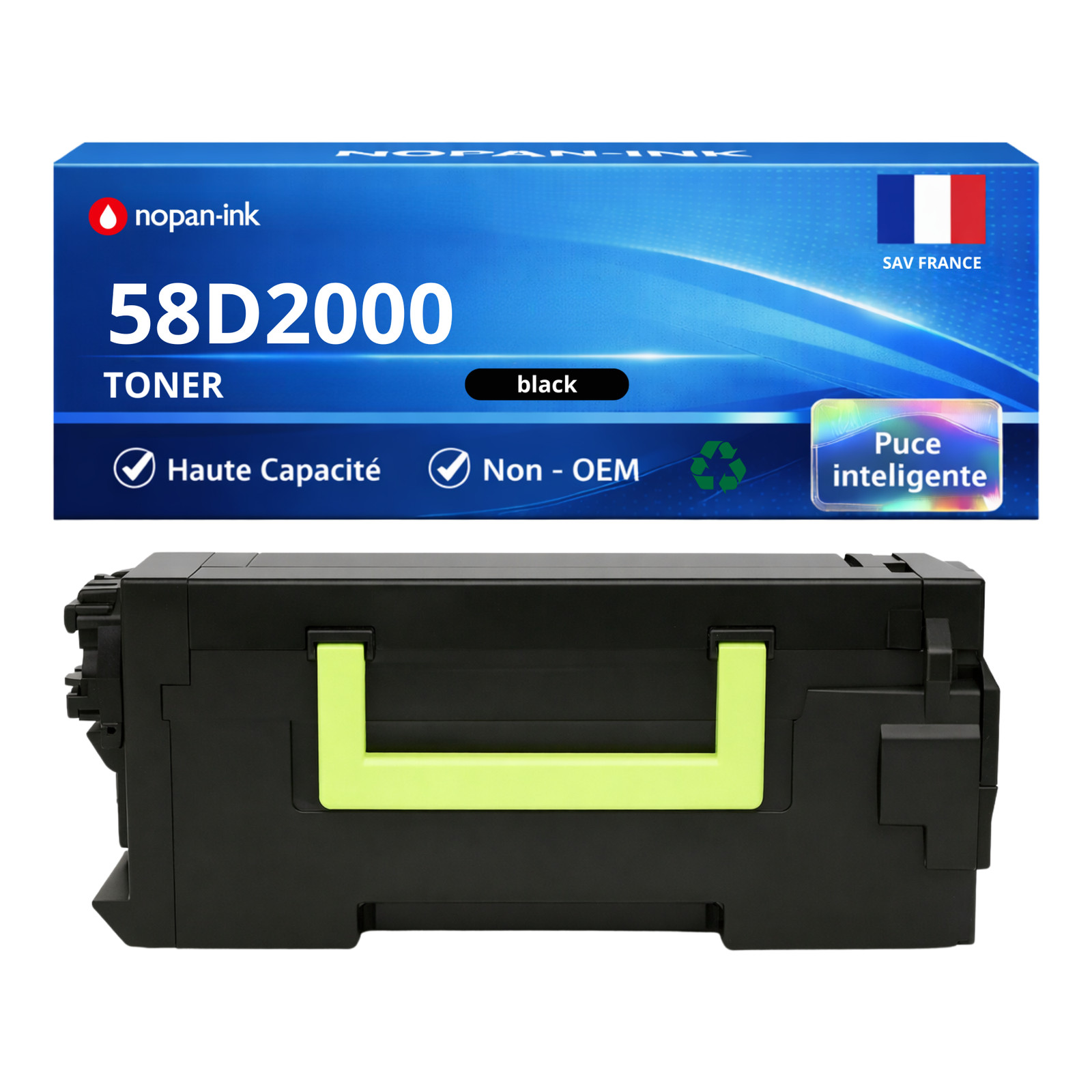 Toner compatible Lexmark 58D2000 noir pour imprimer 7500 pages de rapports clairs
