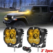 2x 3 Led Work Light Pods Amber Pod Fog Atv Suv Utv Offroad Truck Driving Lamp