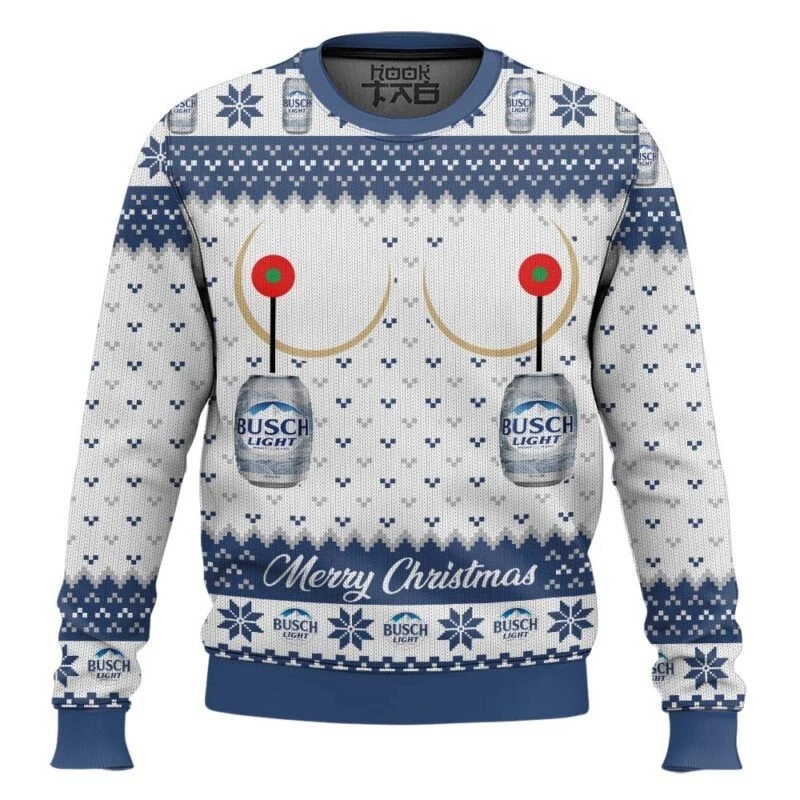 Light Beer Titties Funny Ugly Christmas Sweater
