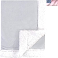Unisex Baby Plush Mink and Sherpa Blanket, Gray White, One Size