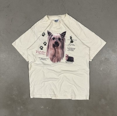 Vintage Y2K Yorkshire Terrier Dog Retro Causal Essential Tee T-Shirt Size Medium