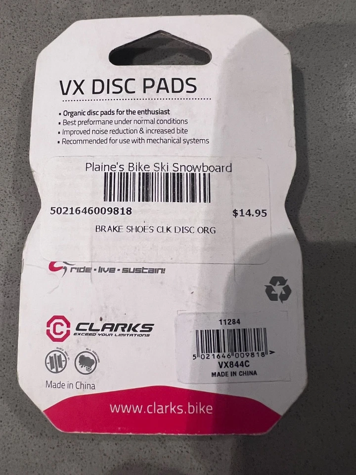 Clarks Tektro VX844C Novelo/IO Disco Compuesto Orgánico Disco Bicicleta Pastillas de Freno Nuevo Foto 2 de 2