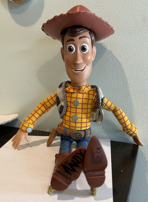 Disney Pixar Thinkway Toy Story Woody Pull String Doll With Hat  Works 14  VTG