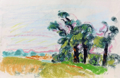 Wilhelm Geyer. Pastell: Im Londoner Richmond Park, 1966. Stuttgarter Sezession.
