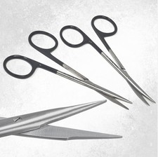 German Tenotomy Scissors Curved  Straight Supercut Blades 4.5" Shears - 2Pc Set