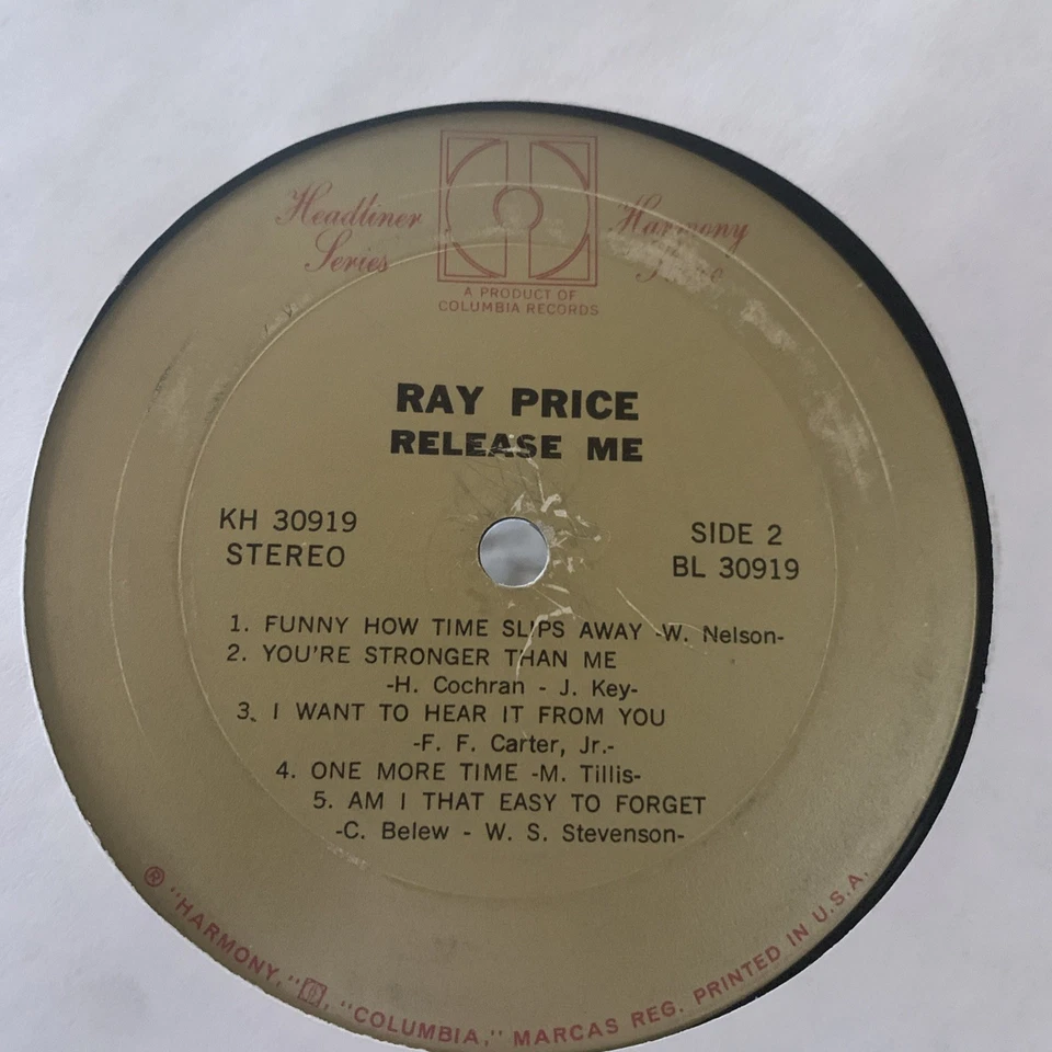 Ray Price - Release Me - Harmony (4) - KH 30919 - LP - Image 2 of 2