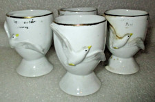 Original Antik !  4x passende besondere Eierbecher mit Relief Vogel Möwe um 1900