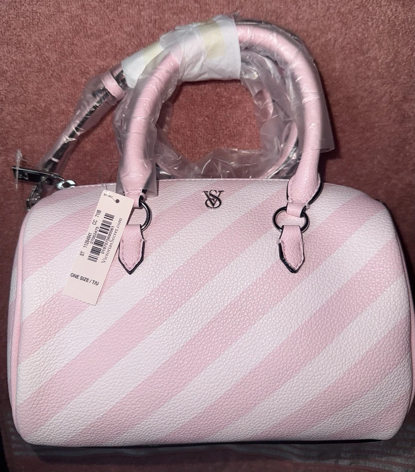 Victoria’s Secret Heritage Bandolera a Rayas MINI Bolso de Lona y Bolsa Juego de Llavero - Imagen 3 de 4