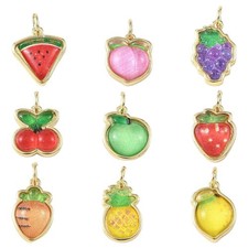 9pcs Fruit Resin Charms Watermelon Peach Cherry Pendants for Bracelet Necklace