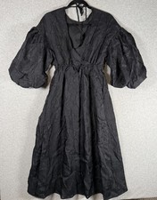 Kika Vargas Women’s Target Black Midi Dress Size XS Textured Floral Print