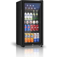 Beverage Refrigerator 3.2 Cu.ft Mini Fridge Double Glass Door Cooler Soda Wine
