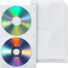 36 Pcs DVD Sleeves Binder Pages 3 Ring, 4 Disc 144 Capacity