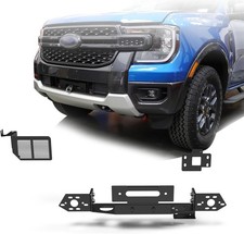 Winch Mounting Plate For 2024-2026 Ford Ranger Front Bumper Steel Black 12000lbs